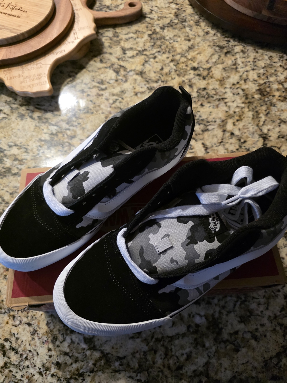 Vans Black, White & Gray Camo Old Skool Sneakers - Picture 2 of 5
